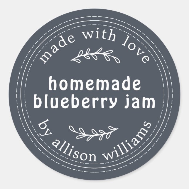Rustikale hausgemachte Blueberry Jam Canning Dark  Runder Aufkleber (Vorderseite)