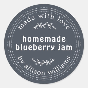 Rustikale hausgemachte Blueberry Jam Canning Dark Runder Aufkleber