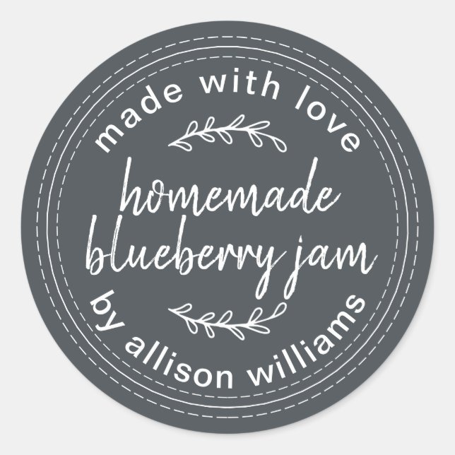 Rustikale hausgemachte Blueberry Jam Canning Dark  Runder Aufkleber (Vorderseite)