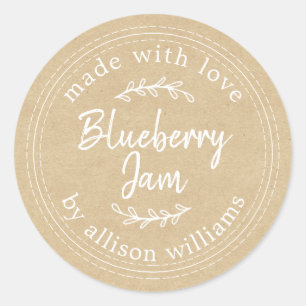 Rustikale hausgemachte Blueberry Jam Canning Kraft Runder Aufkleber