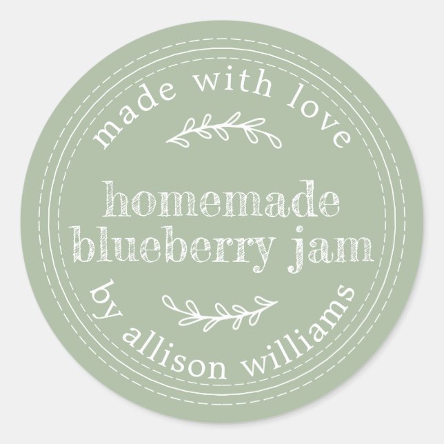 Rustikale hausgemachte Blueberry Jam Canning Laure Runder Aufkleber (Vorderseite)