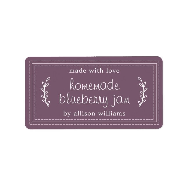 Rustikale hausgemachte Blueberry Jam Canning Lila Adressaufkleber (Vorne)
