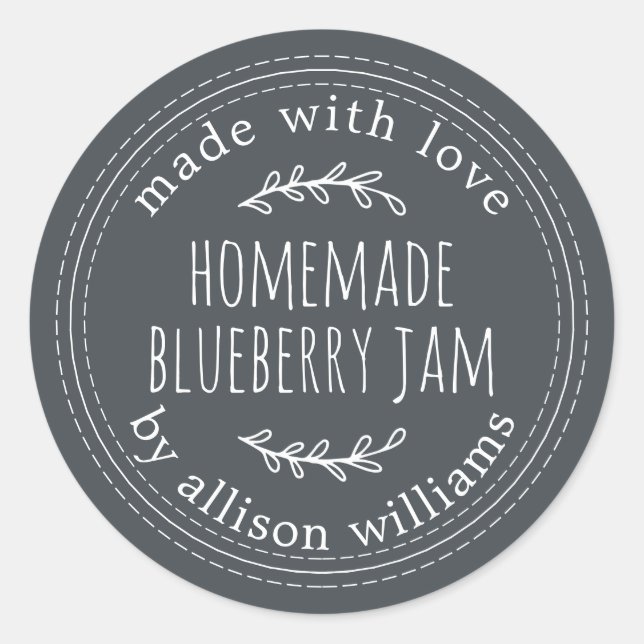 Rustikale hausgemachte Blueberry Jam Canning Off B Runder Aufkleber (Vorderseite)