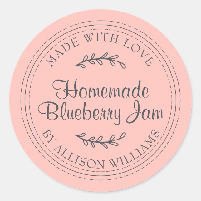 Rustikale hausgemachte Blueberry Jam Canning Paste Runder Aufkleber (Vorderseite)