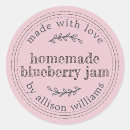Rustikale hausgemachte Blueberry Jam Canning Pink Runder Aufkleber
