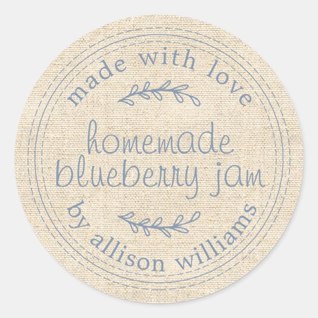 Rustikale hausgemachte Blueberry Jam Canning Vinta Runder Aufkleber (Vorderseite)