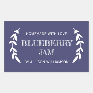 Rustikale hausgemachte Blueberry Jam Navy Blue Jar Rechteckiger Aufkleber