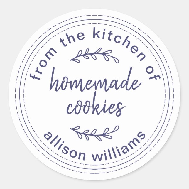 Rustikale hausgemachte Cookies aus der Küche der K Runder Aufkleber (Vorderseite)