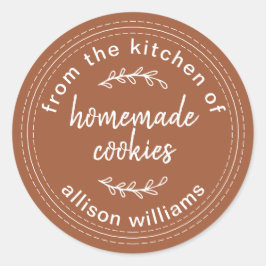 Rustikale hausgemachte Cookies TerraCotta Runder Aufkleber