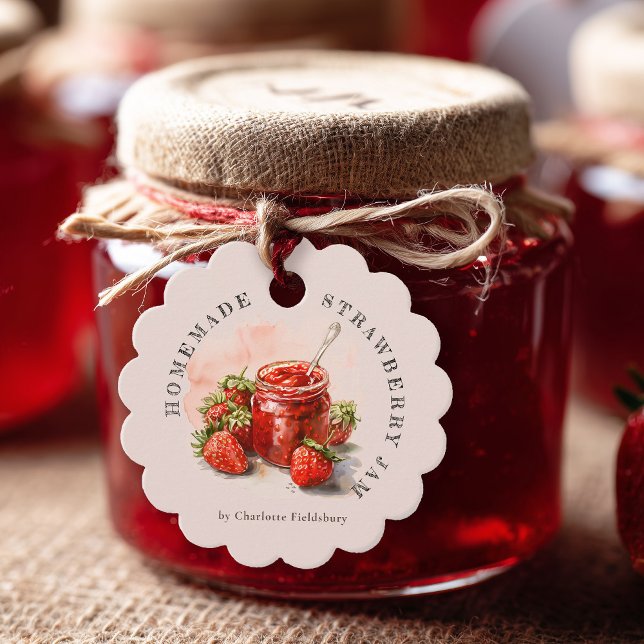 Rustikale hausgemachte Erdbeere Jam Custom Hang Ta Geschenkanhänger (Von Creator hochgeladen)