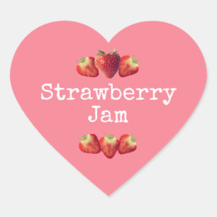 Rustikale hausgemachte Erdbeere Jam Pink Herz-Aufkleber