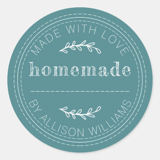 Rustikale, hausgemachte Konfitüre kann Aquamarin w Runder Aufkleber (Vorderseite)