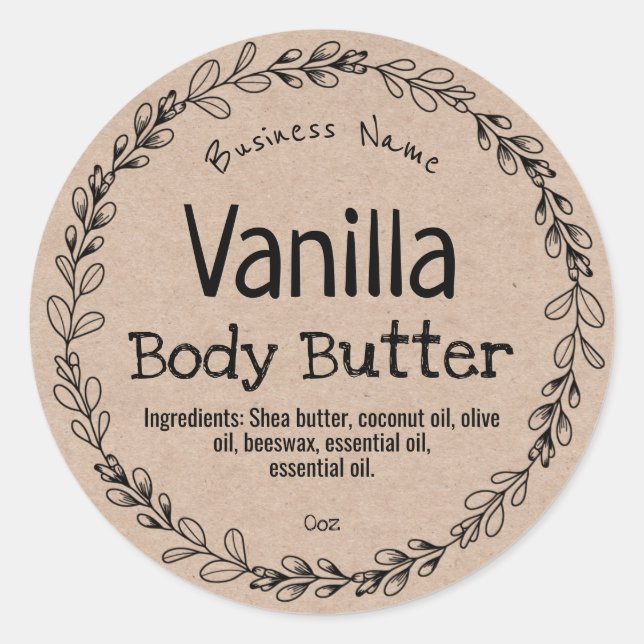 Rustikale, hausgemachte Produktzeichen Runder Aufkleber (Vorderseite)