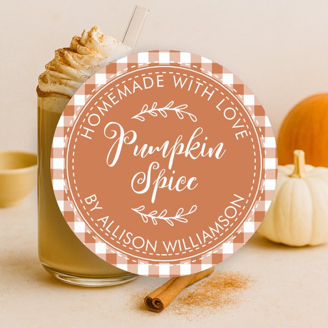 Rustikale hausgemachte Pumpkin Gewürz Burnt Orange Runder Aufkleber (Von Creator hochgeladen)