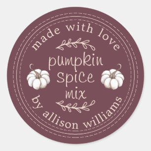 Rustikale hausgemachte Pumpkin Gewürz Mix Burgundy Runder Aufkleber