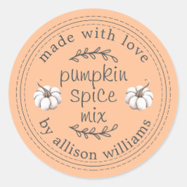 Rustikale hausgemachte Pumpkin Gewürz Mix Orange Runder Aufkleber