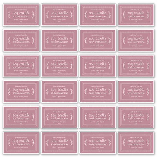 Rustikale, hausgemachte Sojakandle Labels 24x Cass (Vorderseite)