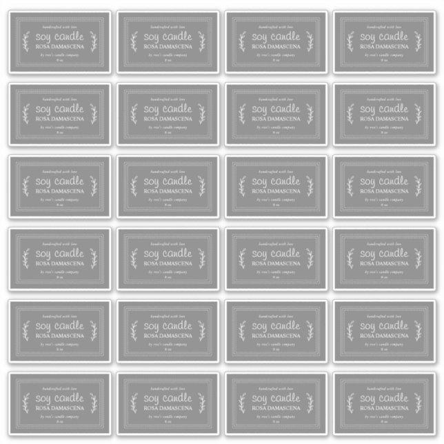 Rustikale, hausgemachte Sojakandle Labels 24x dunk (Vorderseite)