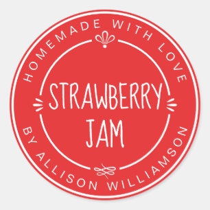 Rustikale hausgemachte Strawberry Jam Canning Brig Runder Aufkleber