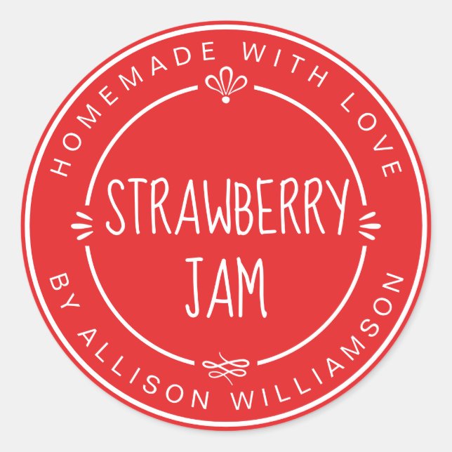 Rustikale hausgemachte Strawberry Jam Canning Brig Runder Aufkleber (Vorderseite)
