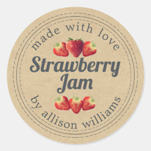 Rustikale hausgemachte Strawberry Jam Kraft Runder Aufkleber