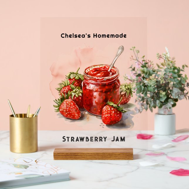 Rustikale hausgemachte Strawberry Jam Mason Jar Acrylschild (Hochzeit)