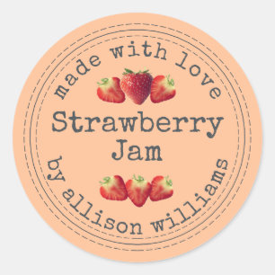 Rustikale hausgemachte Strawberry Jam Peach Orange Runder Aufkleber