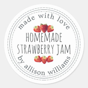Rustikale hausgemachte Strawberry Jam White Runder Aufkleber