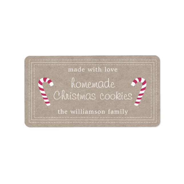 Rustikale hausgemachte Weihnachtskekse, Kraft Pape Adressaufkleber (Vorne)