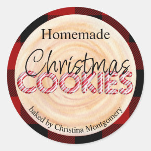 Rustikale hausgemachte Weihnachtskochtchen auf Hol Runder Aufkleber