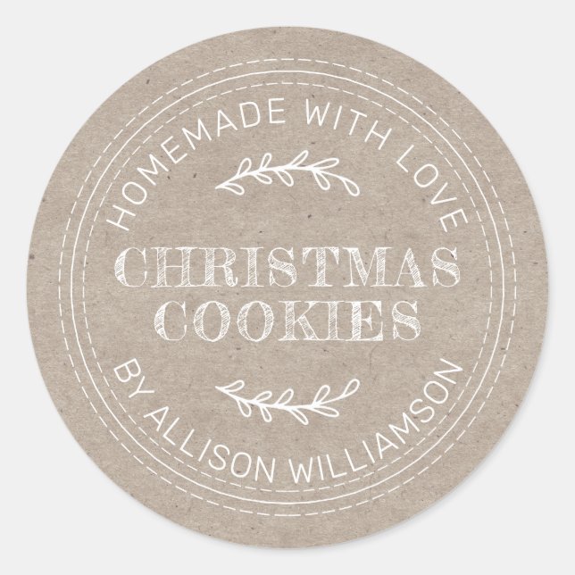 Rustikale, hausgemachte Weihnachtskochteile - Papi Runder Aufkleber (Vorderseite)