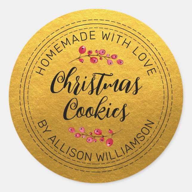Rustikale hausgemachte Weihnachtskrüge Cookies Gol Runder Aufkleber (Vorderseite)
