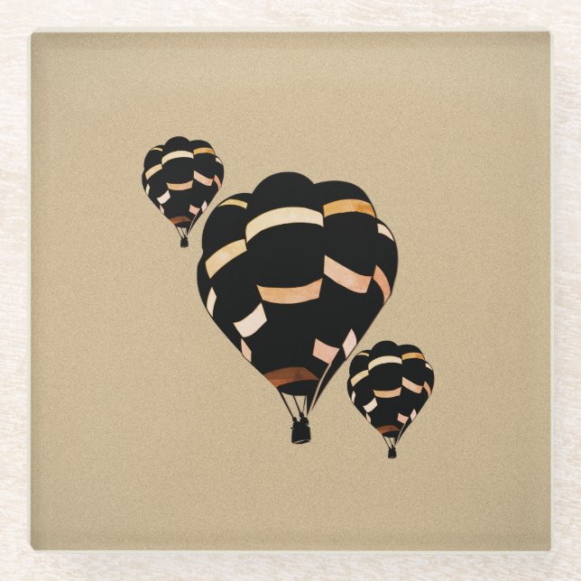 Rustikale Heißluftballons Glasuntersetzer (Vorderseite)