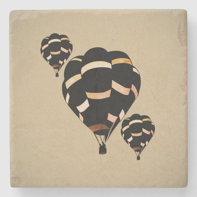 Rustikale Heißluftballons Steinuntersetzer (Vorderseite)