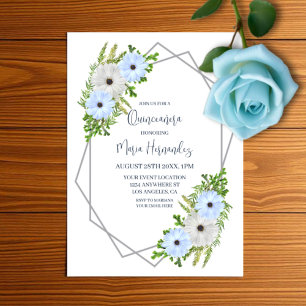 Rustikale hellblaue und weiße Blumen-Quinceañera