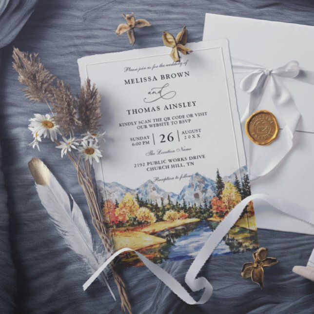 Rustikale Herbst-Berg-Hochzeit mit Budget-QR-Code Einladung (Von Creator hochgeladen)