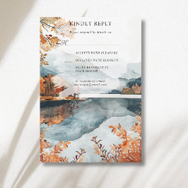 Rustikale Herbst-Bergsee-Hochzeit RSVP Karte
