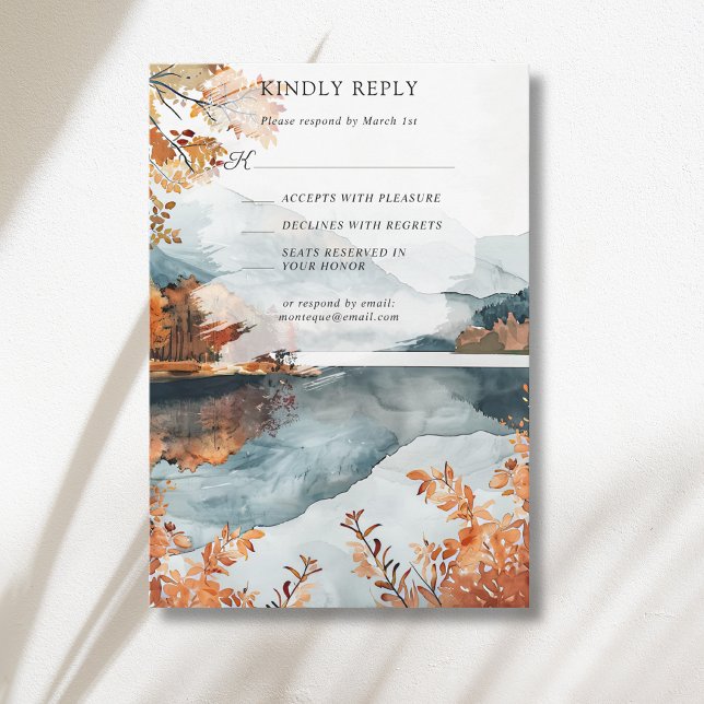 Rustikale Herbst-Bergsee-Hochzeit RSVP Karte (Von Creator hochgeladen)
