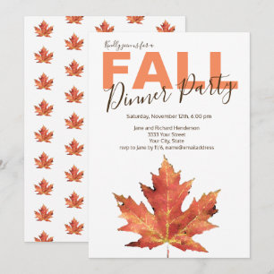 Rustikale Herbst-Blatt-Dinnerparty-Einladung Einladung