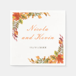 Rustikale Herbst-Blätter Hochzeit Danke Serviette