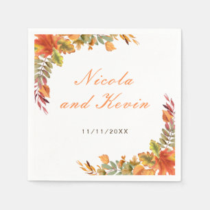Rustikale Herbst-Blätter Hochzeit Danke Serviette