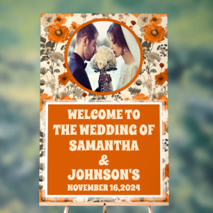 Rustikale Herbst Blume Foto Hochzeit Willkommen Acrylschild