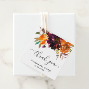 Rustikale Herbst-Blumen-Hochzeit elegant Geschenkanhänger