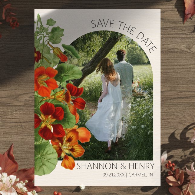 Rustikale Herbst-Blumen Hochzeit Save-the-Date-Kar Einladung (Invite guests to your big day with this Rustic Fall Floral Modern Wedding Save the Date!)