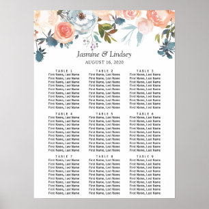 Rustikale Herbst-Blumen-Hochzeit-Sitzordnung Poster