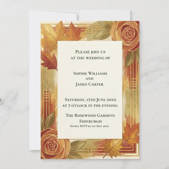 Rustikale Herbst-Blumen-Hochzeitseinladung Einladung (Vorderseite)