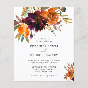 Rustikale Herbst-Blumen-Hochzeitseinladung im eleg
