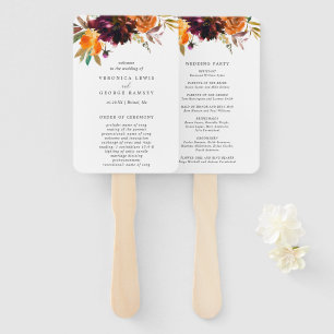 Rustikale Herbst-Blumen-Hochzeitsprogramm Fächer