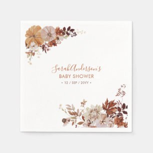 Rustikale Herbst-Blumen-Kürbis-Baby-Shower-Serviet Serviette