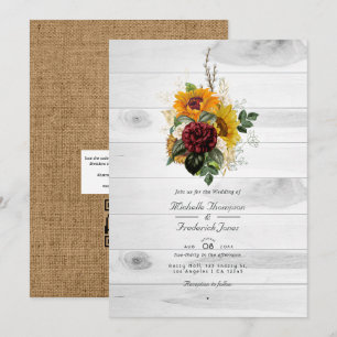 Rustikale Herbst-Blumen-Land-Hochzeit mit QR-Code Einladung